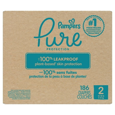 Pampers Pure Diapers Size 2, 186 Count (Select for More Options)