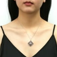 thumbnail image 4 of BERRICLE Sterling Silver Flower Cubic Zirconia CZ Statement Black and White Pendant Necklace for Women, Rhodium Plated 16 inch, 4 of 6