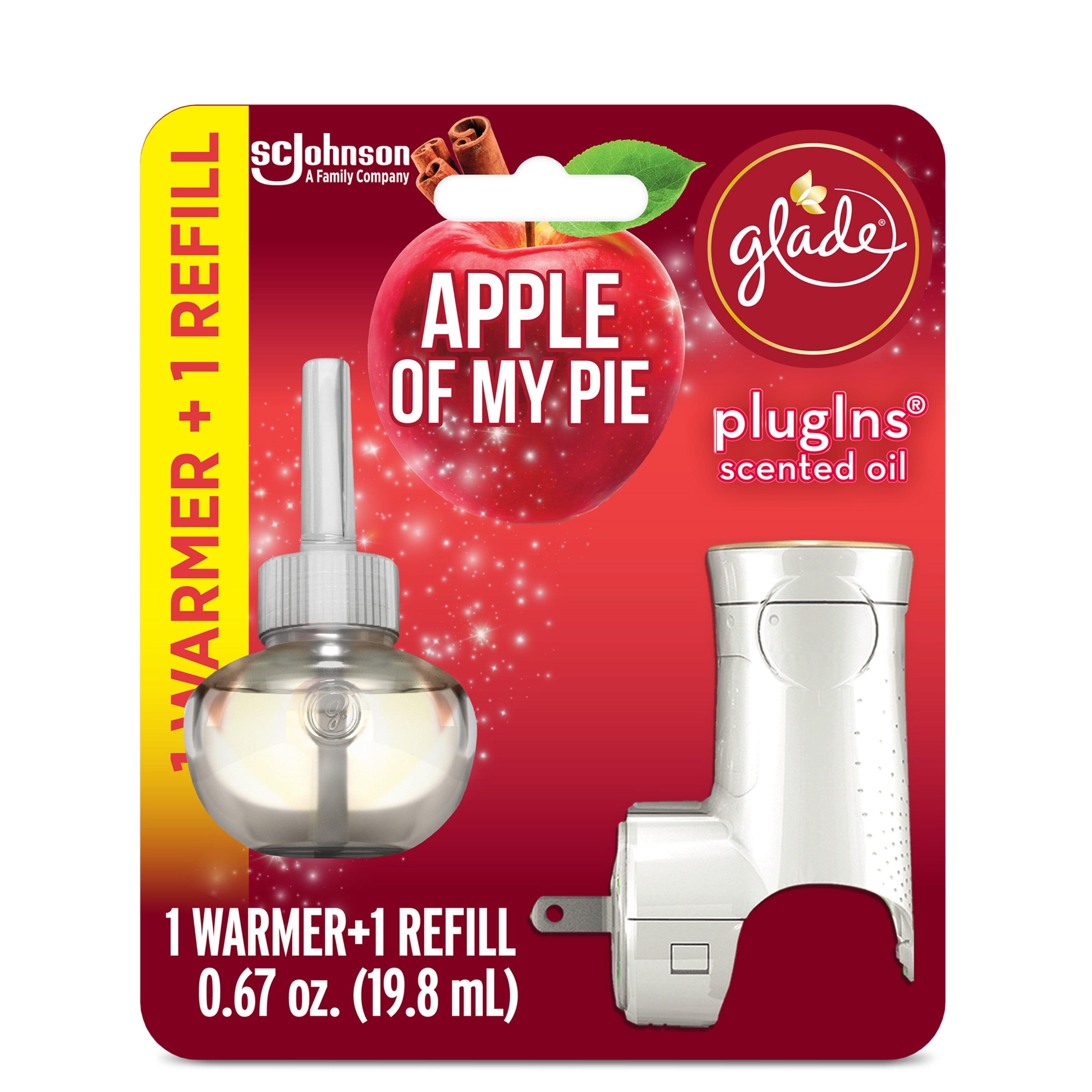 Glade PlugIns 1 Warmer + 1 CT Refill Starter Kit, Apple Of My Pie, 0.67