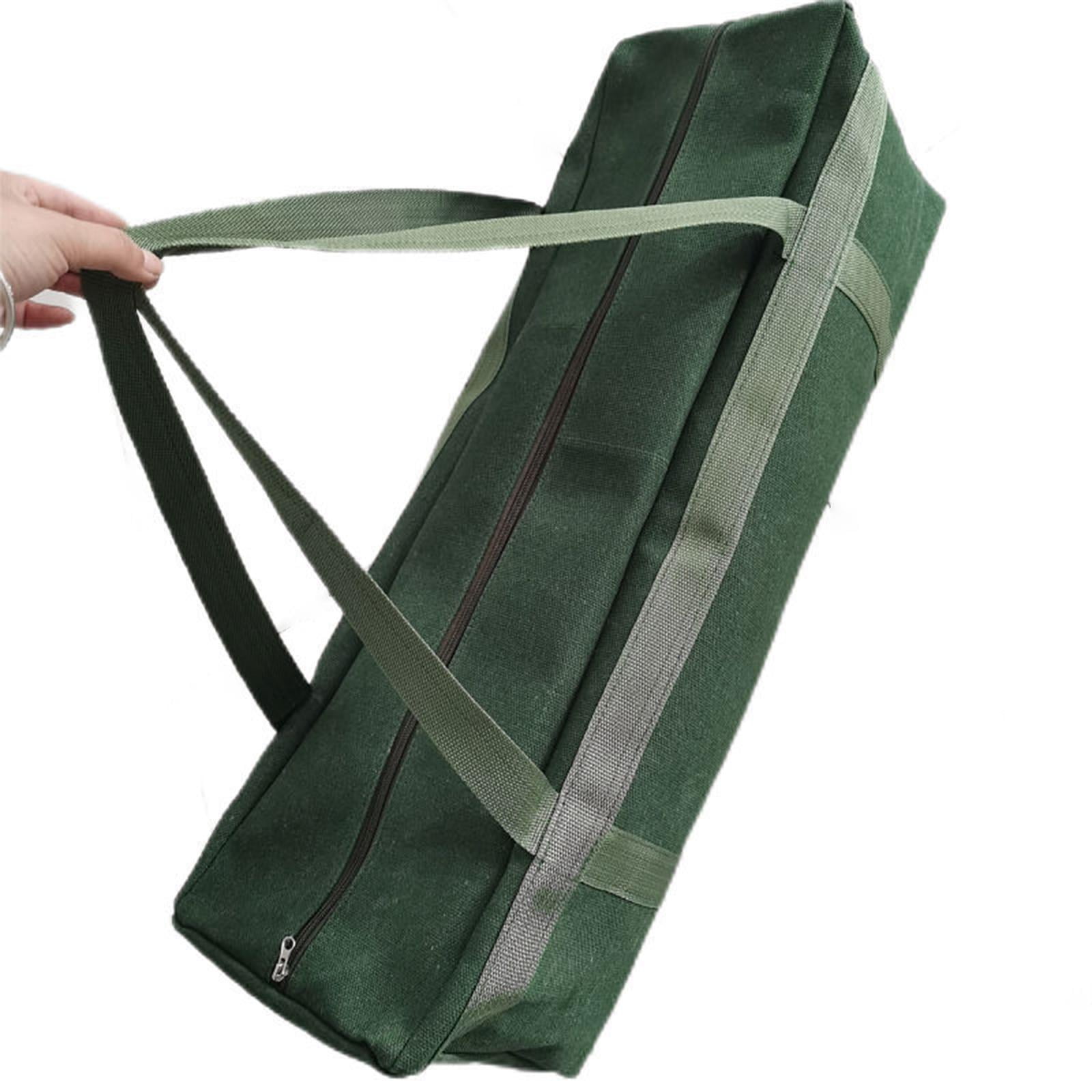 Canvas Tool Bag Zippered Tent Pole Storage Large Capacity Carry Bag for Fishing Camping Travelers