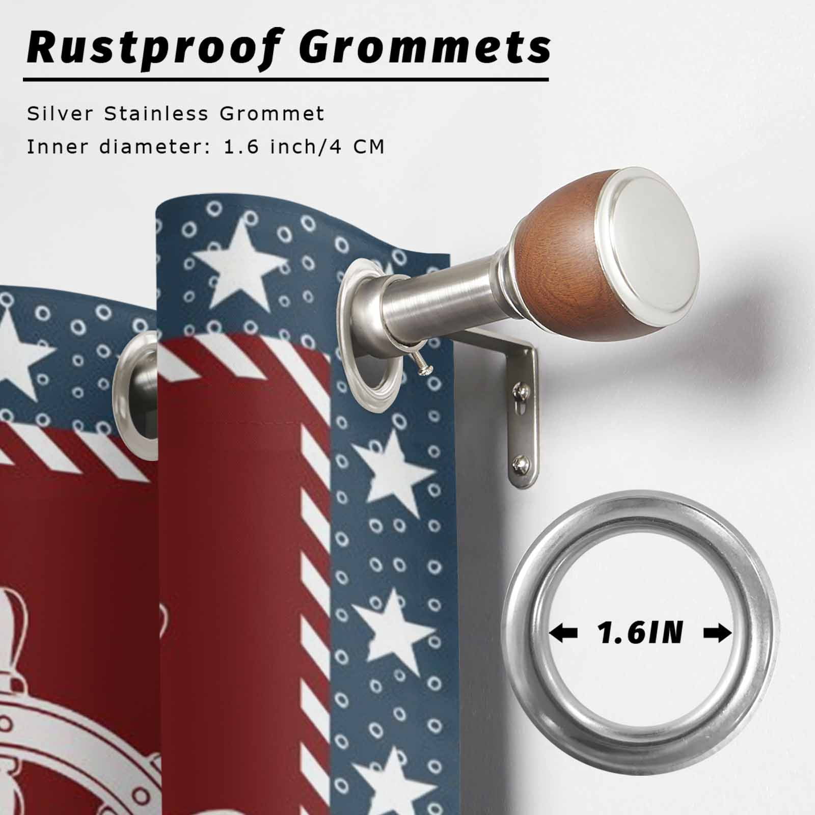 Independence Day Outdoor Curtains for Patio, U.S. Flag Ocean Coastal Rudder Pentagon Star Navy Blue Sunshade Privacy Drapes Grommet Waterproof Outside Curtains for Porch Balcony 54"x108", 1 Panel