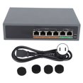 thumbnail image 1 of Conmutador POE IEEE802.3af/at 100Mbps, pequeño, compacto, silencioso, de escritorio, sin ventilador, 6 puertos, conmutador POE para punto de acceso, enchufe de 100-240VUS, 1 of 8