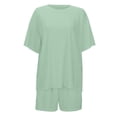 thumbnail image 4 of Short Set Two Piece Sets Short Sleeve Crew Neck T Shirt & Shorts Spring Sets Woman Clothes, 4 of 9