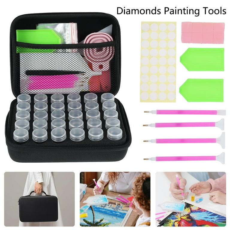 Diamond Painting Tools Kit (29pcs) DIY 5D Diamond Painting Accessories  Cross Stitch Tool Set Includes Diamond Needle, Tweezer, Glue, Plastic Tray,  for