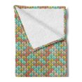 thumbnail image 2 of Orange and Turquoise Soft Flannel Fleece Throw Blanket, Abstract Scales Pattern in Pastel Colors Retro Style Print, Cozy Plush for Indoor and Outdoor Use, 70" x 90", Multicolor, by Ambesonne, 2 of 5