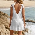 thumbnail image 7 of ZyeKqe Beach Cover-Up for Women Mini Dresses Sleeveless Ruffled Crewneck Lightweight Vacation Travel Casual Nightgown, 7 of 7