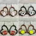 thumbnail image 3 of GKNET Boho Sport Football Big Love Heart Ear Hoop Earrings Wood Women Jewellery New-Basketball, 3 of 7