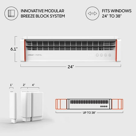 Sharper Image - PORTAL Window Fan with Reversible Exhaust - Ice White