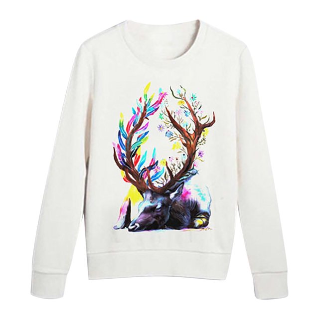 Moda mujer casual manga larga animal impreso damas sudaderas tops Fridja ghj987+1276