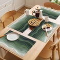 thumbnail image 5 of Sage Green Waves Placemats Set of 6 Rustic Abstract Ombre Stripes Art Place Mats Indoor Wipeable Table Mats Washable Cloth Dining Table Placemats for Kitchen Holiday Party Home Decor 13x19 Inch, 5 of 9