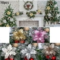 thumbnail image 7 of 10Pcs 11cm /4.3in Silver Poinsettia Artificial Flowers Glitter Christmas Tree Poinsettia Decorations for Xmas Wedding Party Wreath,Silver, 7 of 7
