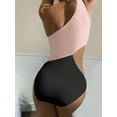 thumbnail image 6 of Inadays Women's One Piece Swimsuits One Shoulder Bathing Suits Asymmetric Swimwear Waist Cutout Monokinis, Pink Black, XL, 6 of 8
