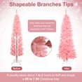 thumbnail image 6 of 6ft Pink Artificial Pencil Christmas Tree, Unlit Slim Xmas Tree with 660 PVC Tips & Foldable Metal Stand, Full Shape, Easy to Assemble for Home Office Party Holiday Display Decoration, 6 of 11