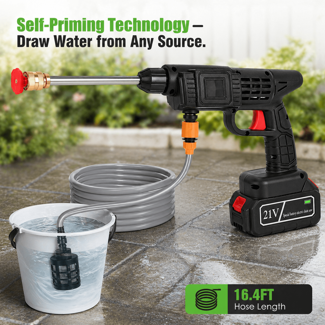 Cordless Portable Pressure Washer | 400PSI Power Cleaner with Nozzles  Foam Bottle