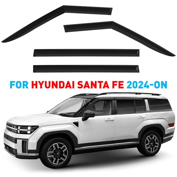 GrandWheel Co Window Deflectors Smoke Tinted Tape-On Side Window Vent Visor Deflectors Rain Guards Compatible with Hyundai Santa Fe 2024-2026 - 4 pcs. GW1025