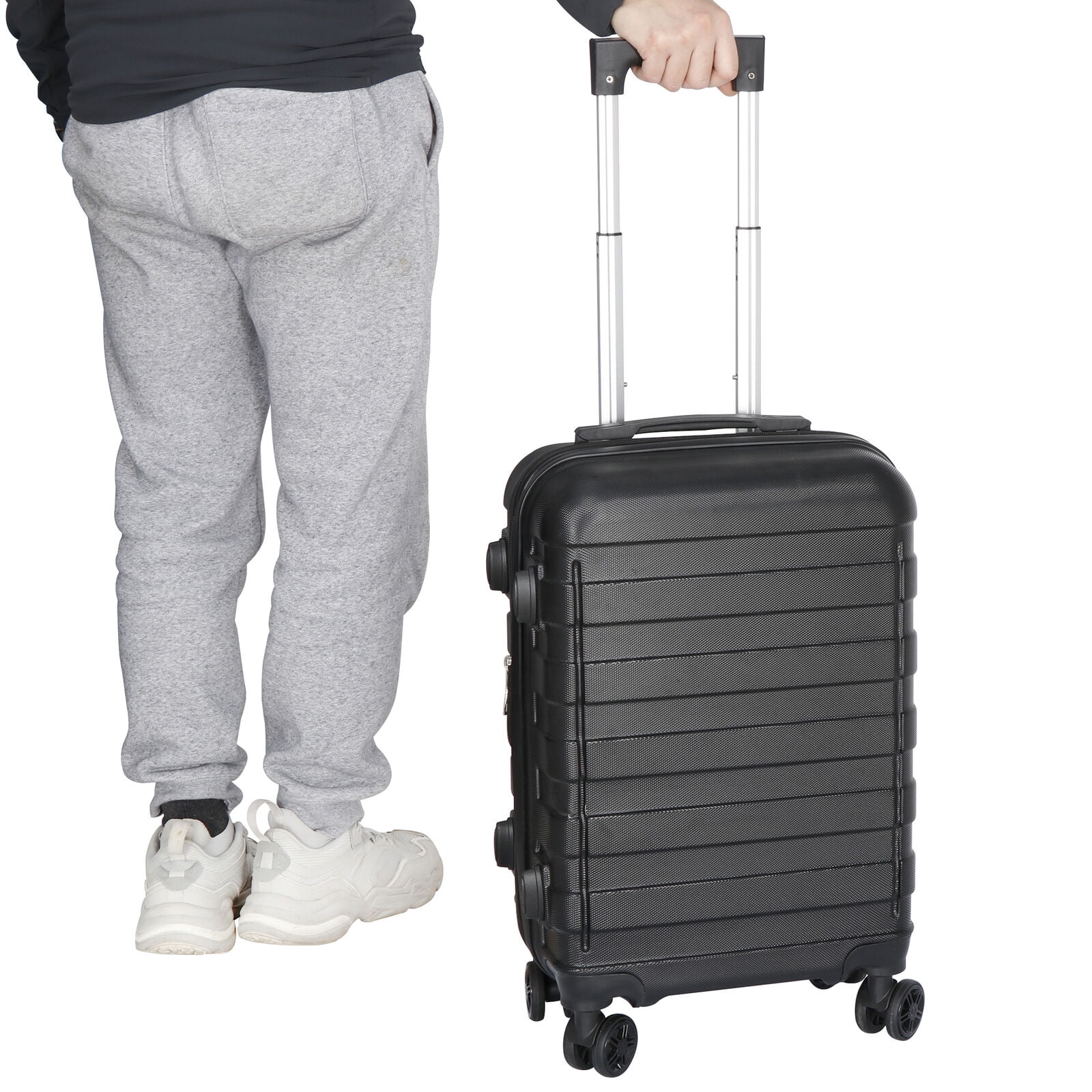 ZENSTYLE 21" Height Hardside Expandable Suitcase Luggage with Spinner Wheels Black
