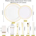 thumbnail image 2 of 200 PCS Gold Dinnerware Set for 25 Guests,Rose Gold Rimmed Heavy Duty Plastic Disposable Plates for Party Wedding-25 Dinner Plates,Dessert Plates,Spoons,Forks,Knives,Napkins,Cups,Straws, 2 of 13