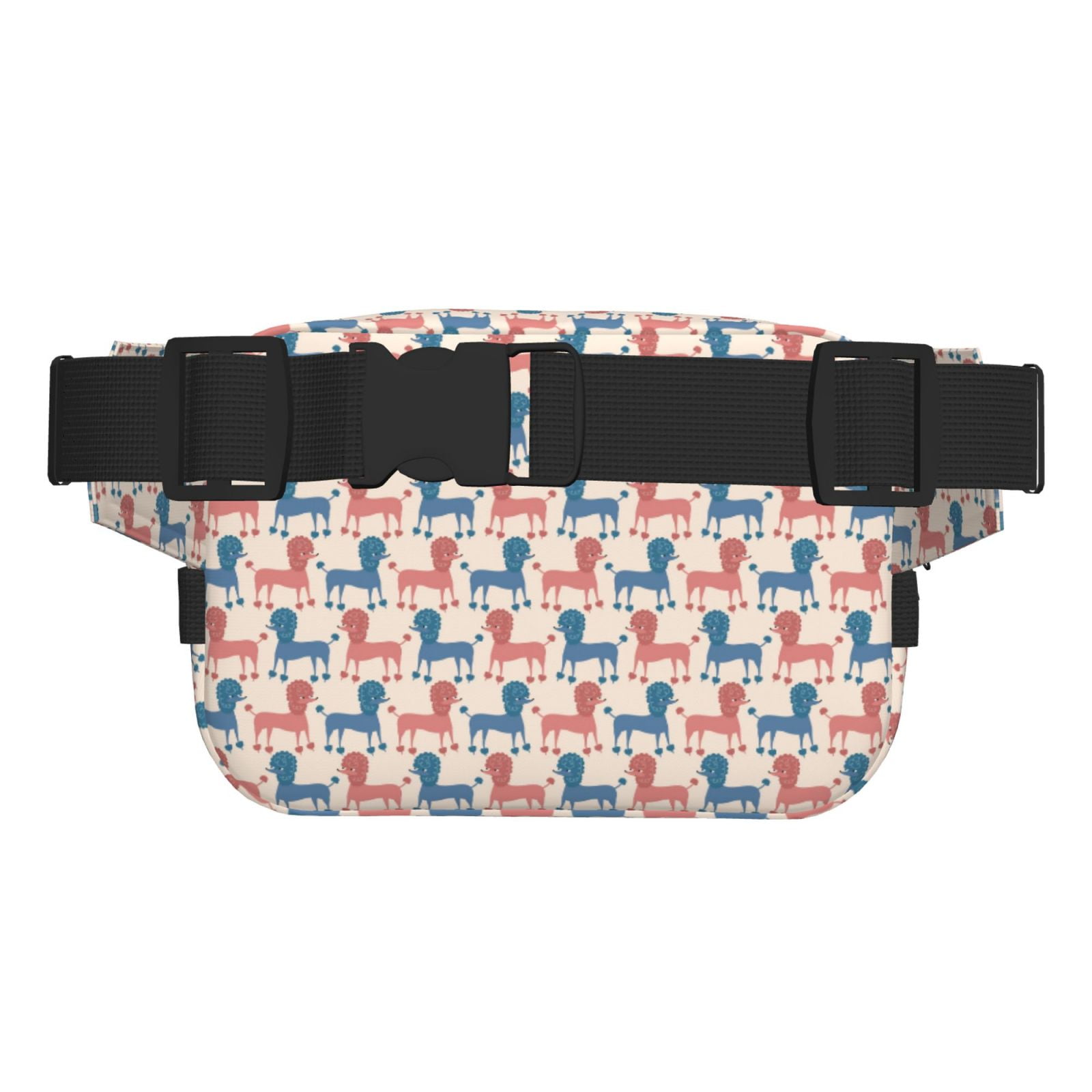 Picia Cartoon Poodle Dog Print Square Double-Layer Waist Bag Mini Adjustable Waist Belt Bag Exercise Running Travel Hiking