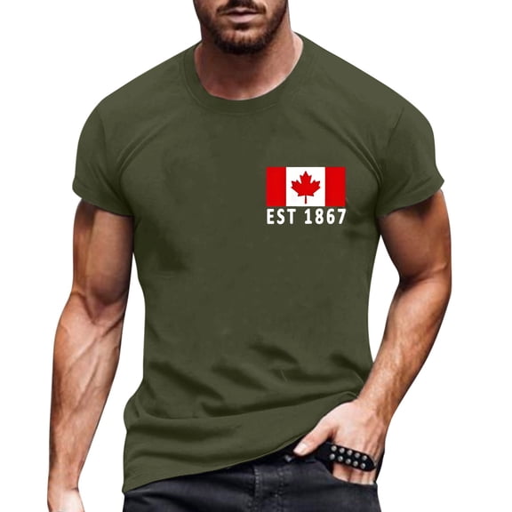 Outdoor Top for Men Fashion Printed Comfort Breathable Mens Sprimg Clothing,Army Green,L