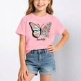 thumbnail image 2 of SGMVNU Girls Summer T Shirts Relaxed Fit Short Sleeved Floral and Butterflies Graphic Shirt Girls Clothes, Size 12-14 Years, Pink, 2 of 3
