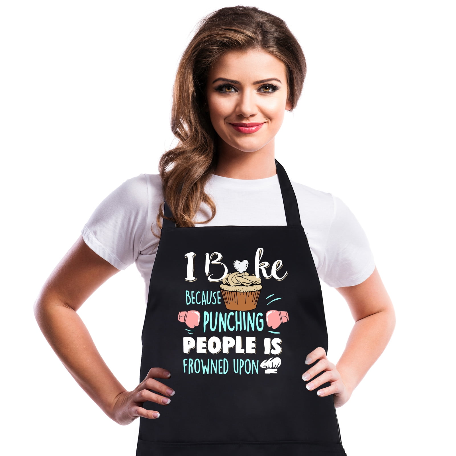 Qweryboo Funny Baking Aprons For Women I Bake Because Punching People Is Frowned Upon Kitchen