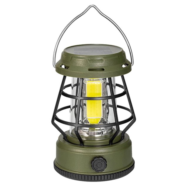 Linterna de ambiente a prueba de agua, energía solar, luz de emergencia para exteriores (verde militar)