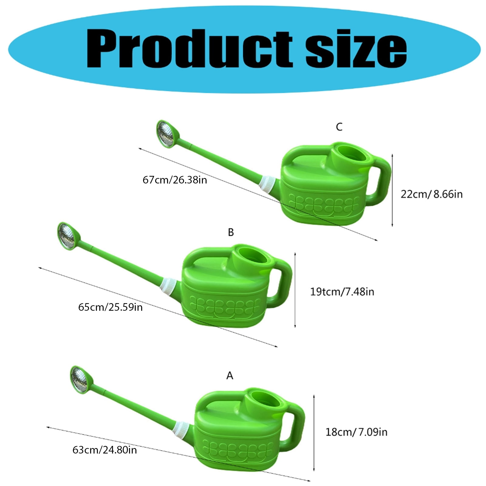 Large Capacity Gardening Watering Can With Interchangeable Spout Plastic Ergonomic Grip For Potted Plant Baskets