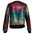 thumbnail image 3 of YOIAVAIOY Mardi Gras Sequin Jacket for Women Long Sleeve Zip Up Sparkly Jacket Party Night Clubwear Holiday Outfits Multicolor XL, 3 of 9