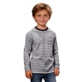 thumbnail image 3 of Byoo Toddler Girls Striped Tee Shirt Long Sleeve Crew Neck T Shirt Casual School Comfortable Top for Children， Black, 3 of 6