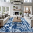 thumbnail image 4 of Navy Blue Retro Summer Washable Living Room Rugs 5'x7', Sea Turtle Starfish Coral Ocean Low Pile Throw Large Area Rugs Non-Slip Sturdy Edge Binding Carpet for Dining Room Bedside Kitchen, 4 of 9