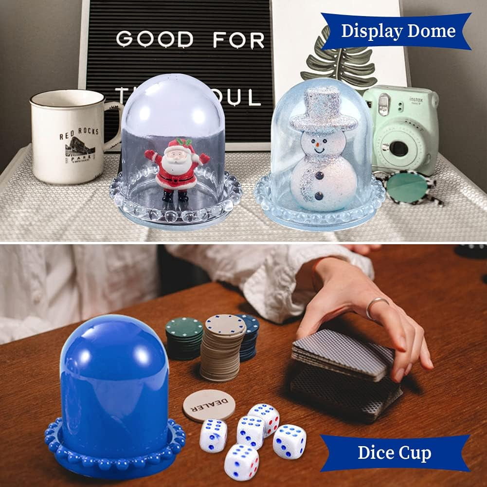 ABCISI Cloche Bell Jar Display Dome Resin Mold with Base, Dice Cup Silicone Mold Set,Creative Jewelry Collectibles Showcase Holder Display Jar,Resin Crafts for Epoxy Casting Home Decor Party Supplies
