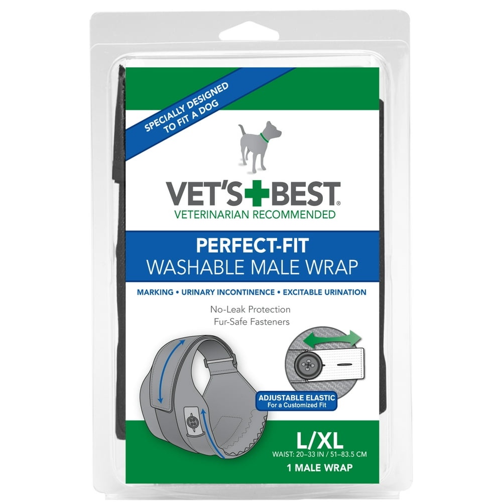Vet's Best Washable Male Dog Diapers Absorbent Male Wraps with Leak Protection Excitable