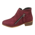 thumbnail image 5 of Rokment Dress Ankle Boots for Women Trendy Fall Winter Suede Pointed Toe Chunky Low Heel Women's Short Booties with Side Zipper Wine Size 8.5, 5 of 6