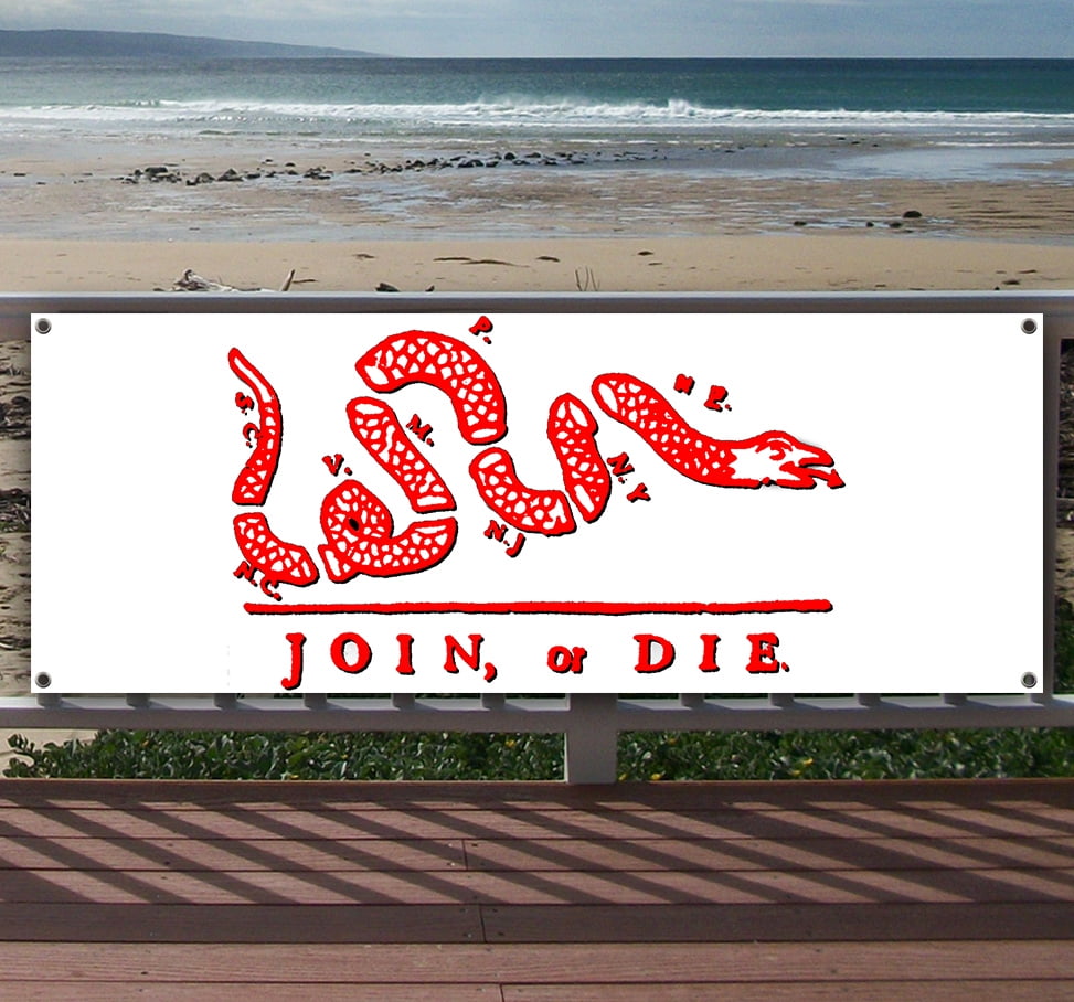 JOIN OR DIE 13 oz heavy duty vinyl banner sign with metal grommets, new ...