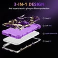 thumbnail image 3 of CASEFIV for iPhone XR Case,Heavy Duty Shockproof Protection Hard Plastic Bumper +Soft Silicone Rubber Protective Case,Purple/Gold, 3 of 8