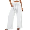 thumbnail image 2 of Royisotas Women's Pants Summer Casual High Waist Wide Leg Flat Front Pants with Pocket Bandage, 2 of 6