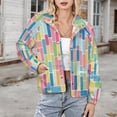 thumbnail image 3 of Jackets for Women Winter Coat Jackets Flannel Stand Collar Jacket(Colorful Geometric Tiles Print,Size:S-4XL), 3 of 7