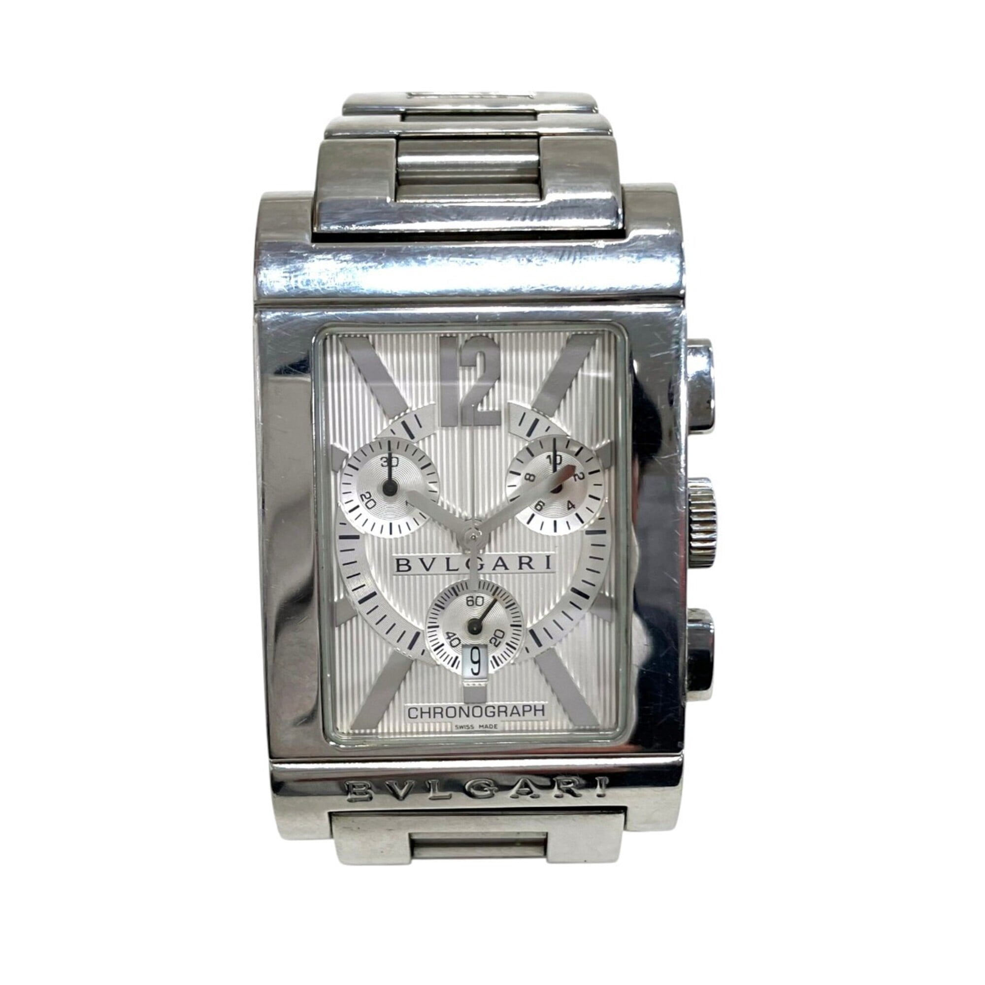Bvlgari Rettangolo Stainless Steel Quartz Analog Display White Dial Watch BVLGARI Rettangolo RT45S Stainless steel White Switzerland  main image 3