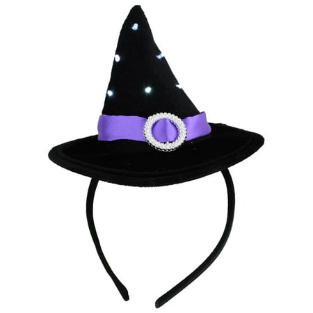 Cute Girls LED Flashing Witch Hat Fun Halloween Costume Party Accessory Kids Grunge Headband Witches Hats Black