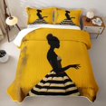 thumbnail image 2 of spefrowx Silhouette Black Woman Quilt Full for Girls Boys, Yellow Striped Dress Full Bedspread Sets, 3-Piece, 2 of 7