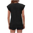 thumbnail image 4 of ZZwxWA Women's 2 Piece Outfits, Loose Crewneck Cap Sleeveless T Shirt Tops with Drawstring Shorts Loungewear Sets, 4 of 4