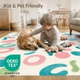 thumbnail image 4 of ODIKA 3'x5' Coral Pink Abstract Tufted Washable Accent Rug Playful Modern Design With Multicolor Shapes for Bedside, Nursery Room, Pet Friendly & Non-Shedding, 4 of 7