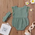 thumbnail image 3 of Viworld Newborn Infant Baby Girls Outfit Set Sleeveless Lace Romper+Headband Set, 3 of 6