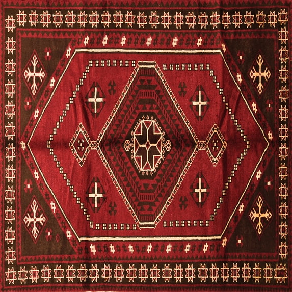 Ahgly Company Indoor Square Persian Orange Traditional Area Rugs, 7' Square