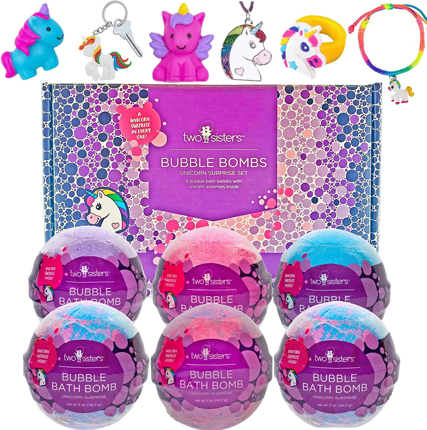 Two Sisters Spa Bubble Bath Bombs for Kids with Surprise Squishy