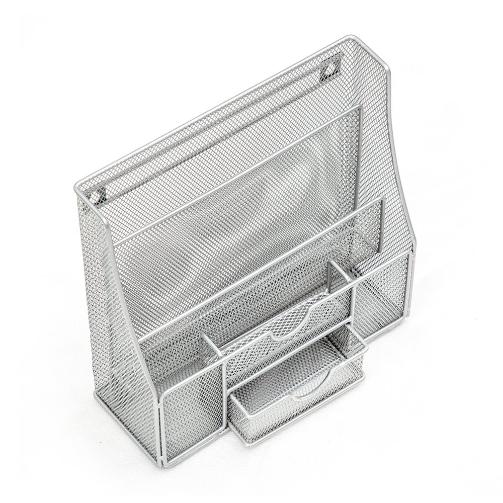 Wall Mount File Holder Postcard Basket Organizer Wire Mesh Paper Sorter