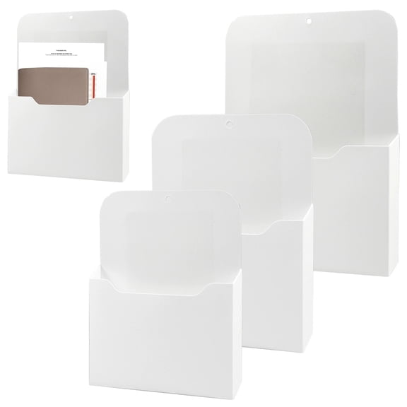 SeekLGT Magnetic File Holder Wall Mounted Paper Storage Organizer Pocket, Whiteboard Hanging File Box with Arc Notch Pen Holder for Classroom Refrigerator Office Desk Accessories, 1 pc