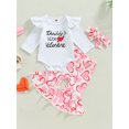 thumbnail image 2 of Bagilaanoe 3Pcs Newborn Baby Girl Long Pants Set Letter Print Long Sleeve Romper Tops + Heart Print Flare Trousers + Headband 6M 12M 18M 24M Infant Valentine's Day Outfits, 2 of 8