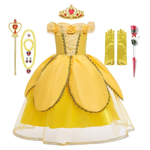 Vestidos de princesa bella para niña, disfraz de baile, vestido de La Bella y La Bestia, ropa de fantasía para fiesta de año nuevo, 2023 Fivean unisex