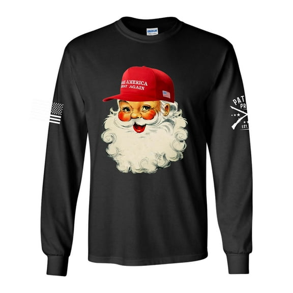 Trenz Shirt Company Trump Christmas Tshirt Santa Claus MAGA Long Sleeve T-shirt-Black-6xl